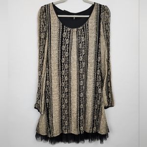 Anthropologie Ryu Black Dress Tulle Bows Size L